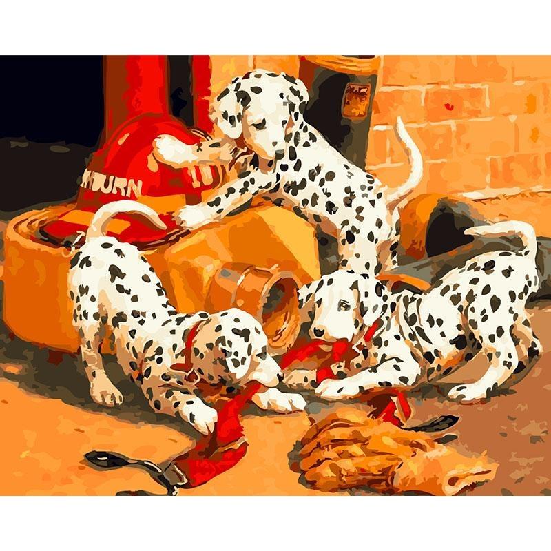 Dalmatians Playing - DIY Painting By Numbers Kits