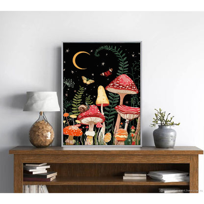 Paint by Number for Adults Beginner, DIY Painting by Numbers Kits Arts Crafts for Home Decor Moon Mushroom Forest Butterfly 16x20 Inch