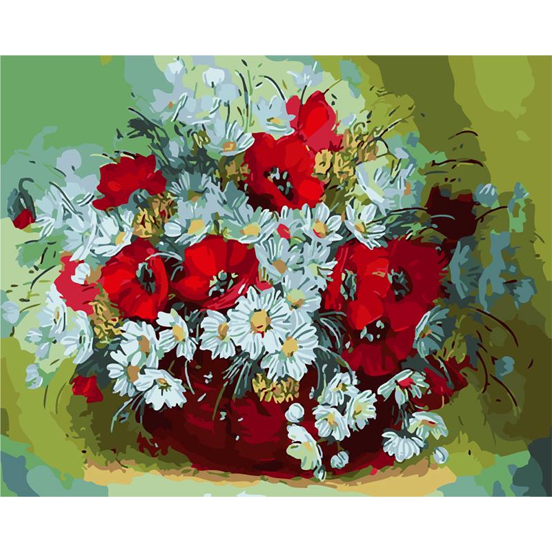 Red And White Flowers - DIY Painting By Numbers Kit