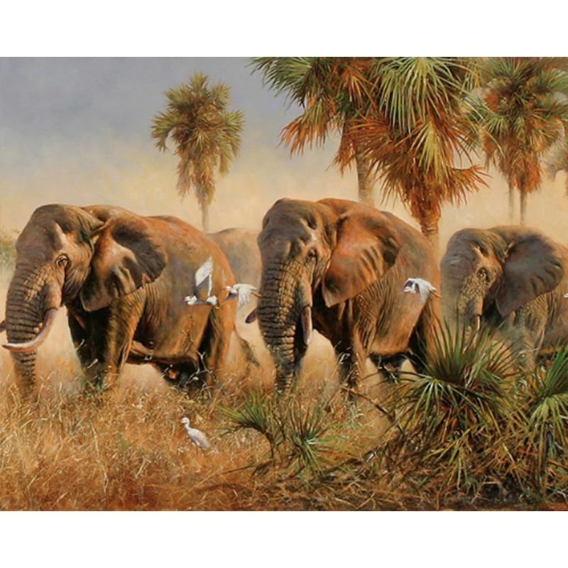 Herd of Elephants - DIY Painting By Numbers Kits