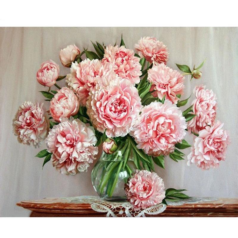 Pink Roses Vase - DIY Painting By Numbers Kits