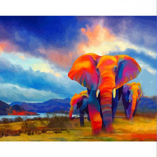 Elephants Abstract - DIY Painting By Numbers Kit