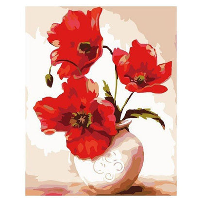 Red Flowers Basket - DIY Painting By Numbers Kit