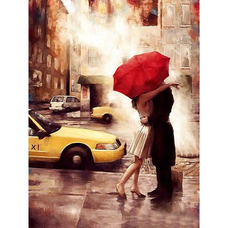 Kissing Under An Umbrella - DIY Painting By Numbers Kit