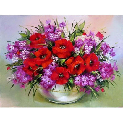 Red and Purple Flowers - DIY Painting By Numbers Kits