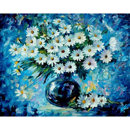 White Flowers In A Pot - DIY Painting By Numbers Kit