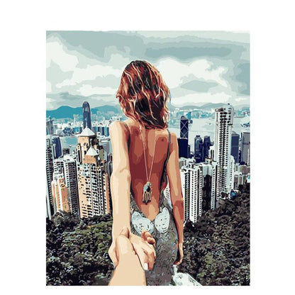 Couple And City View - DIY Painting By Numbers Kit