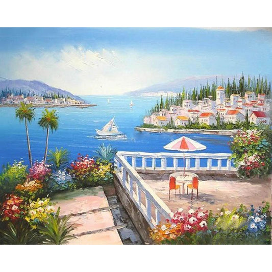 City With Sea View - DIY Painting By Numbers Kit