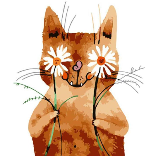 Cat with Flower Eyes - DIY Painting By Numbers Kit