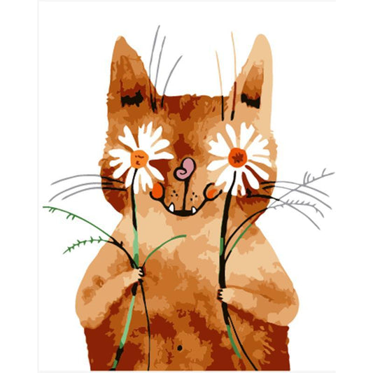 Cat With Flowers - DIY Painting By Numbers Kit