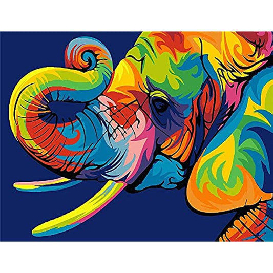 DIY Acrylic Painting Paint By Numbers Kit For Kids And Adults Beginner, Colorful Animals Painting On Canvas 12x16inch - Colorful Elephant