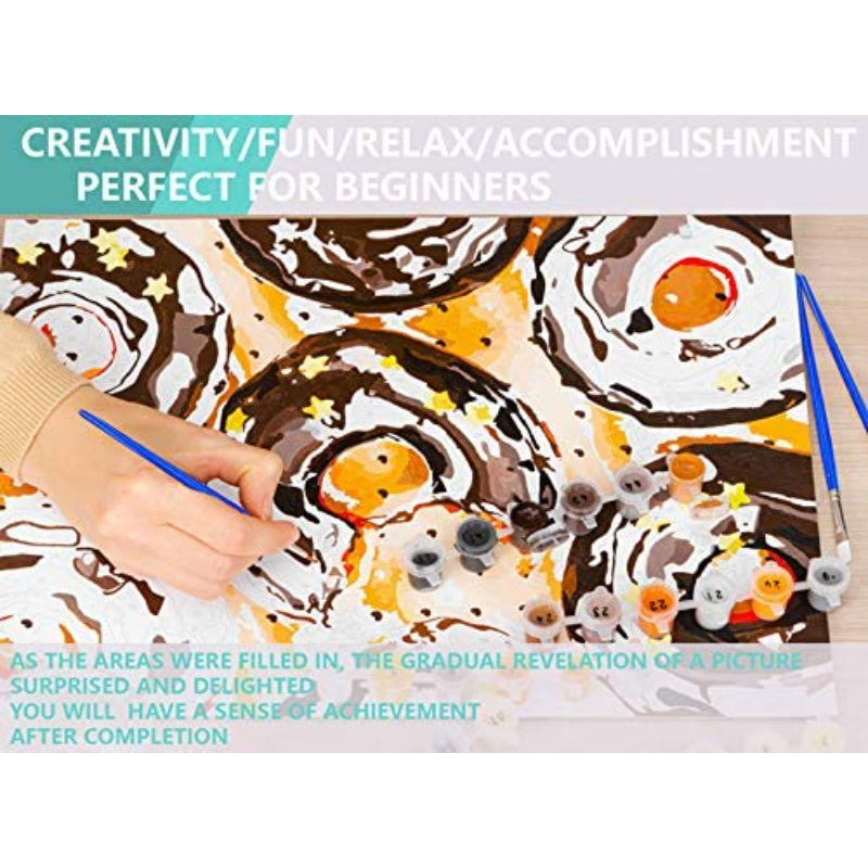 DIY Oil Painting Paint By Numbers Kit Canvas Painting For Adults & Kids Beginner (Starry Sky & Cat)