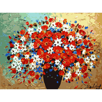 Red Flower Bouqet - DIY Painting By Numbers Kit