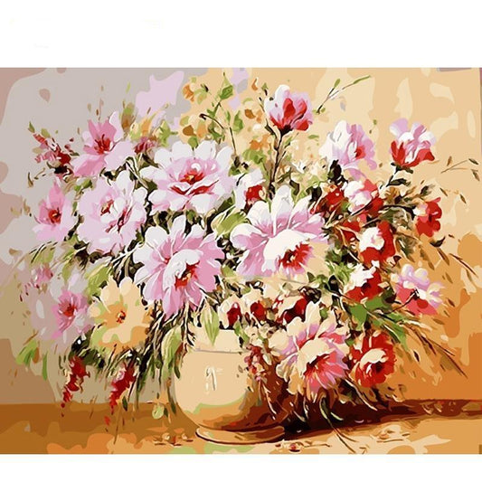 Multicolored Flowers Vase - DIY Painting By Numbers Kits