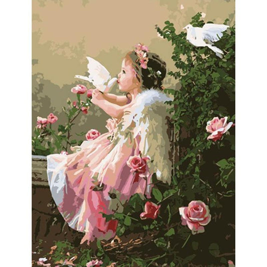 Little Angel With Doves - DIY Painting By Numbers Kit