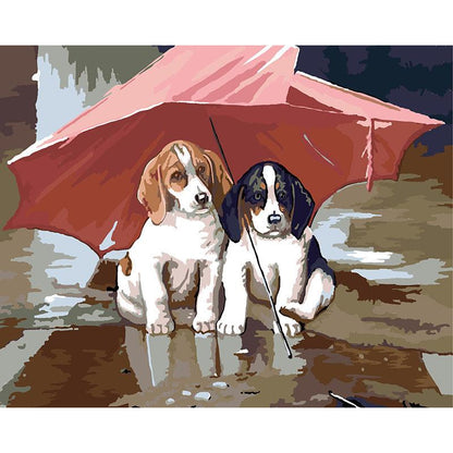 Puppies Under An Umbrella - DIY Painting By Numbers Kit