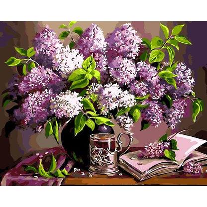 Purple Flowers Painting - DIY Painting By Numbers Kit