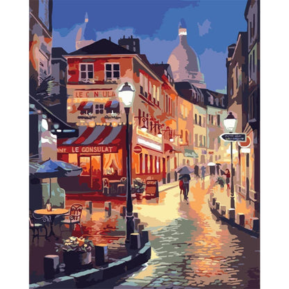 Paint by Number for Adults, City Paint by Numbers Kits, Street Scenery, Night View Paint by Number Suitable for Home Wall Decoration 16x20 Inch