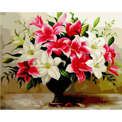 White And Pink Tulips - DIY Painting By Numbers Kit