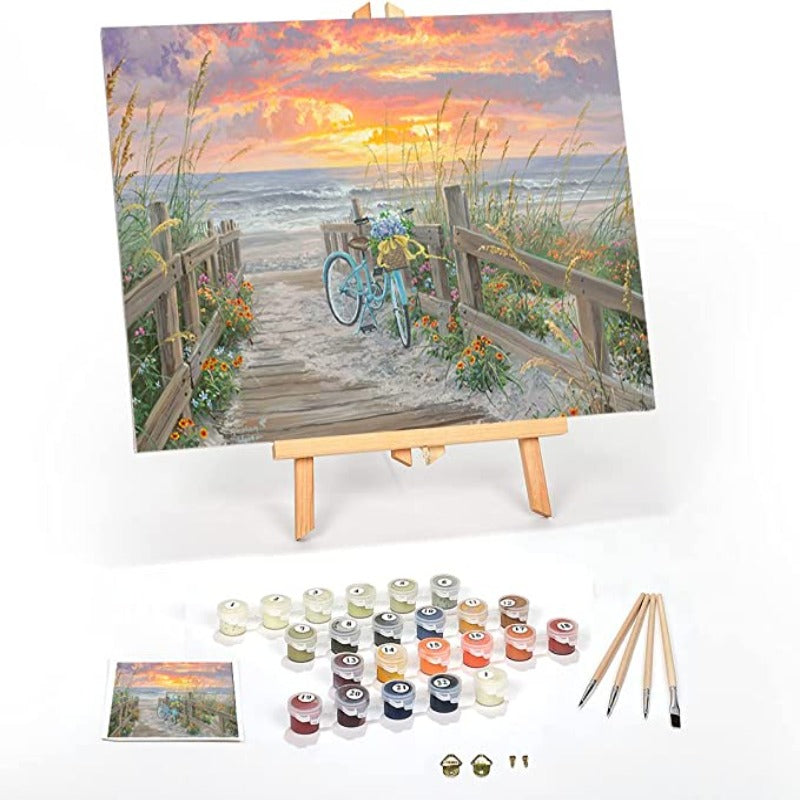 Paint by Numbers for Adults: Beginner to Advanced Number Painting Kit - Art Kits Include Acrylic Paint and Wood Easel (Morning Ride)