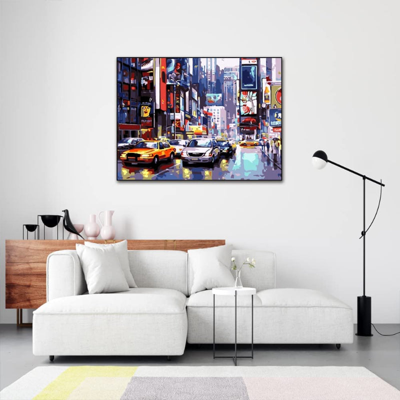 Paint By Numbers For Adults, Times Square Painting By Number, Street Scenery Manhattan Square City View, Perfect For Home Wall Decoration 16 X 20 Inch