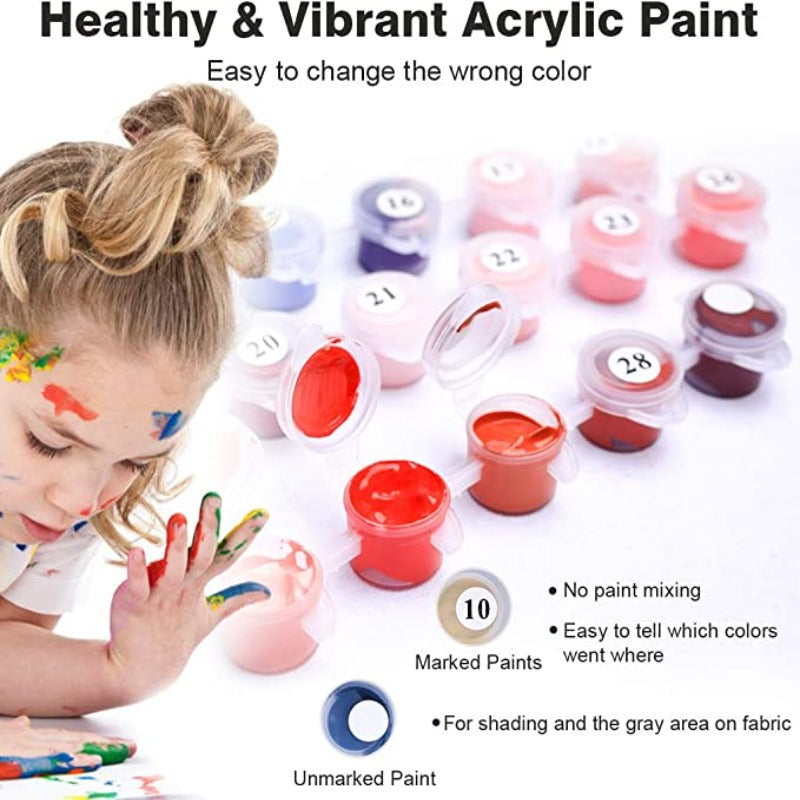DIY Paint by Numbers, Canvas Oil Painting Kit for Kids & Adults, Paintwork with Paintbrushes, A Window Flower (Without Frame)