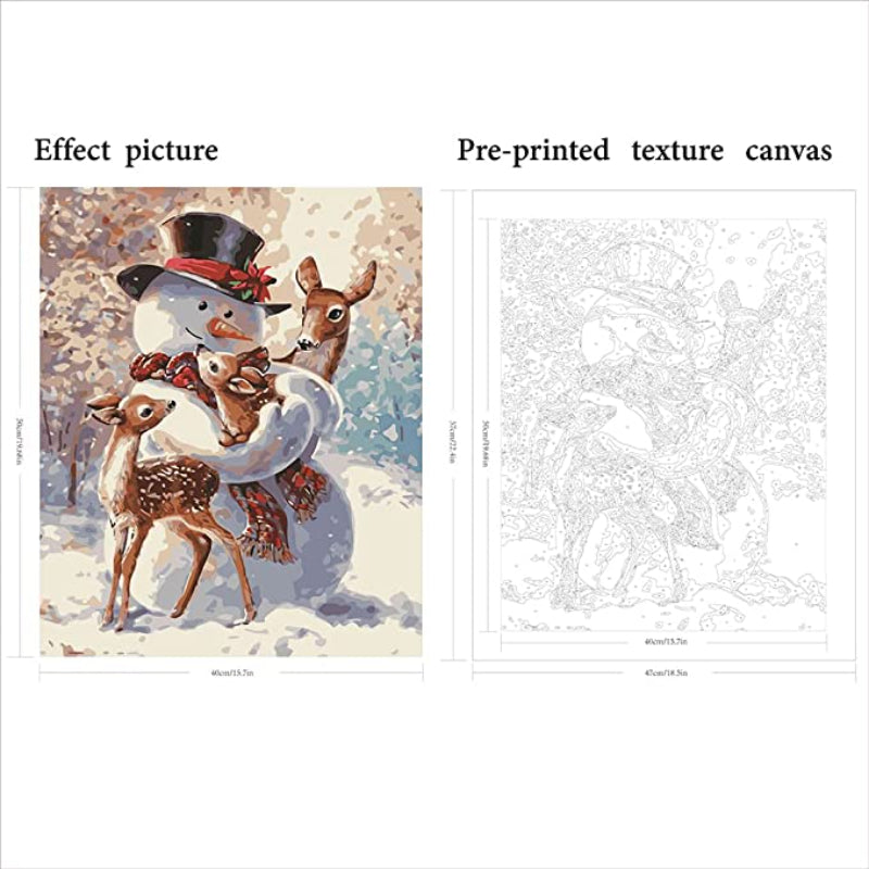 Christmas Paint by Number,Paint by Number for Adults,Snowman and Deer Painting by Numbers,Suitable for Home Wall Decoration 16x20Inch