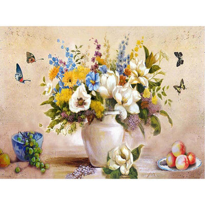 Flowers, Butterflies, And Fruits - DIY Painting By Numbers Kit