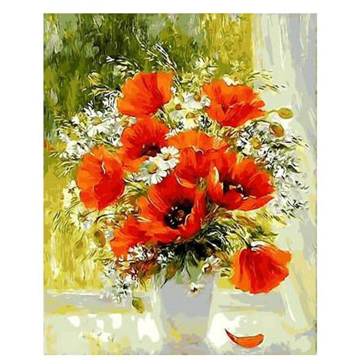 Orange Flower Vase - DIY Painting By Numbers Kits – Paint Number Shop