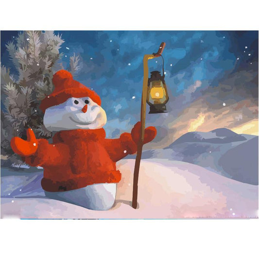 Christmas Time Snowman - DIY Painting By Numbers Kit