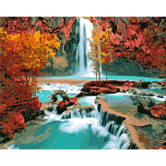 Turquoise Waterfalls - DIY Painting By Numbers Kit