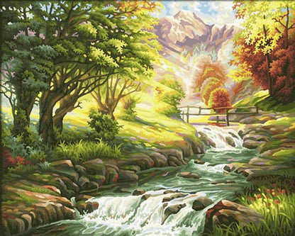 Forest Lake In Spring - DIY Painting By Numbers Kit