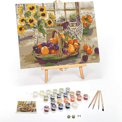 Paint by Numbers for Adults: Beginner to Advanced Number Painting Kit - Adult Arts and Crafts -Acrylic Paint, Brushes & Wood Easel- (Country Sunshine)