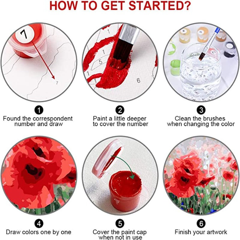 DIY Paint by Numbers, Canvas Oil Painting Kit for Kids & Adults, Paintwork with Paintbrushes, A Window Flower (Without Frame)