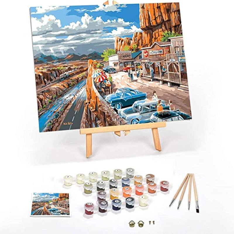 Paint by Numbers for Adults: Beginner to Advanced Number Painting Kit - Kits Include Acrylic Paint, Brushes and Easel- (Vacation in The USA)