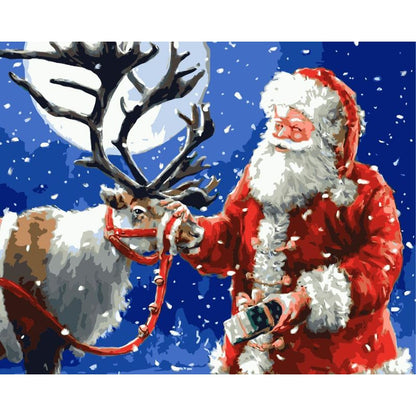 Christmas Paint By Numbers, Paint By Number For Adults, Santa Claus And Deer Paint By Numbers Kits, Suitable For Beginners To Practice 16x20inch