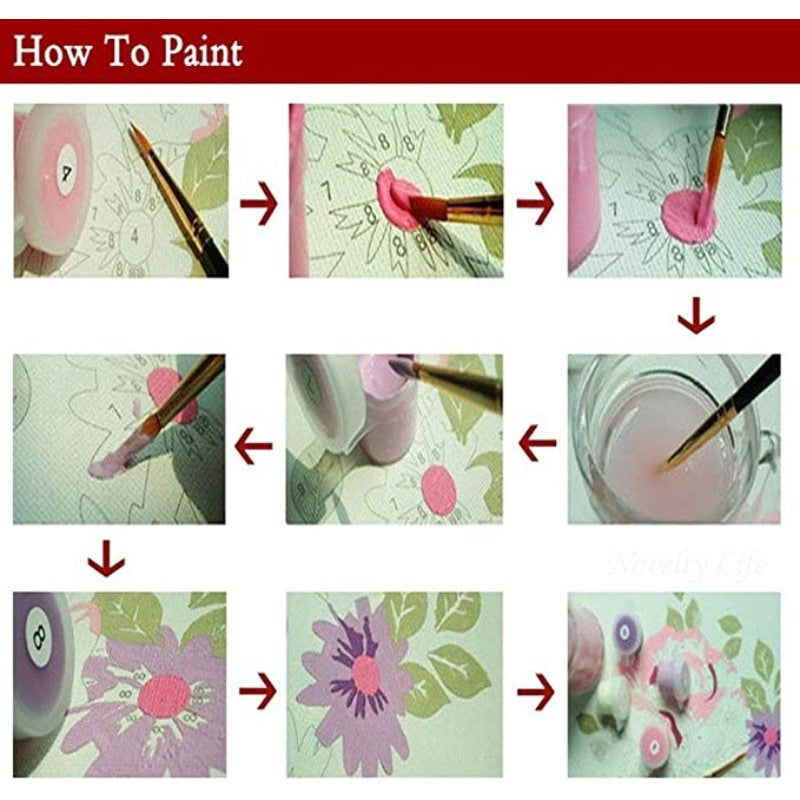 Paint By Numbers For Adults | DIY Paint By Number Kits For Beginner | DIY Canvas Acrylic Painting Kits For Home Wall Decoration | Dreaming Cat