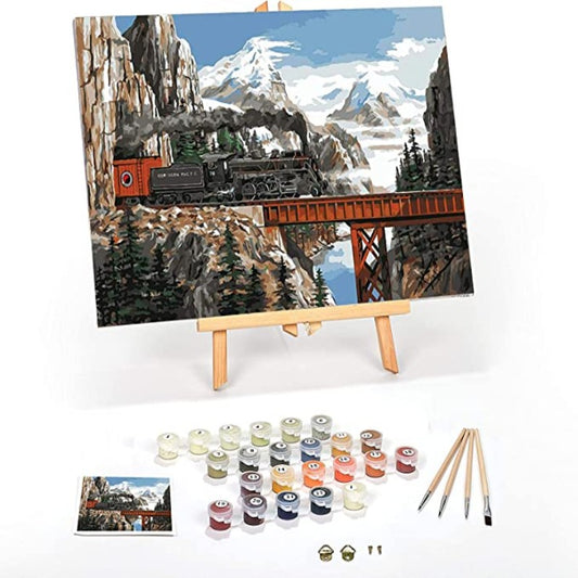 Beginner to Advanced Number Painting Kit - Fun DIY Adult Arts and Crafts - Kits Include Acrylic Paint, Brushes and Wood Easel