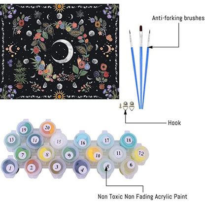 DIY Paint by Number for Adults Beginner, Painting by Numbers Kits for Adults, Canvas Gifts Arts Crafts for Home Decor Flower Moon 16x20 Inch