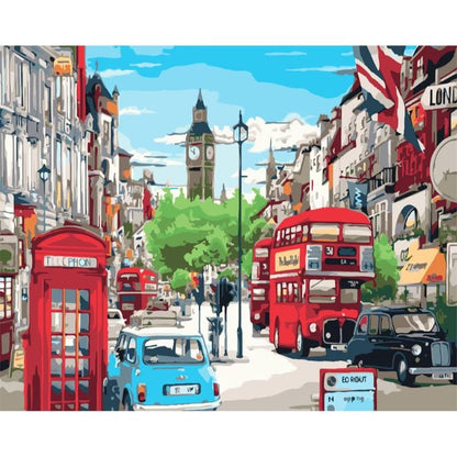 Paint by Number for Adults, Elizabeth Tower Paint by Numbers Kits, Street Scenery Paint by Number Suitable for Home Wall Decoration 16x20 Inch