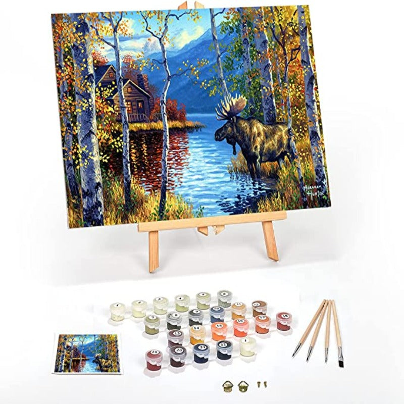 Paint by Numbers for Adults: Fun DIY Adult Arts and Crafts Projects - Art Kits Include Acrylic Paint and Easel (Northwoods Retreat)