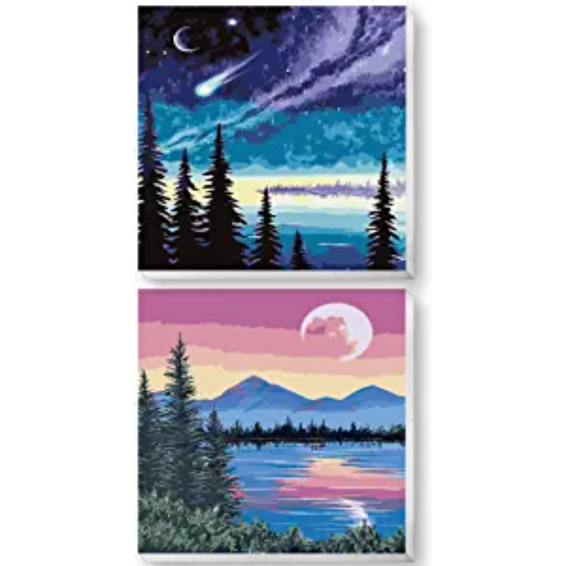 Framed Paint By Numbers For Adults Kids 2 Pack, DIY Oil Painting Set For Beginner, 10x10 Inch, Gifts For Men Women Children
