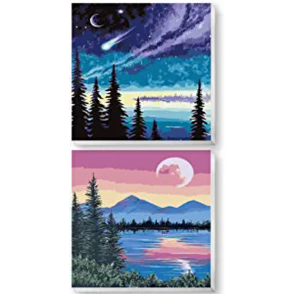 Framed Paint By Numbers For Adults Kids 2 Pack, DIY Oil Painting Set For Beginner, 10x10 Inch, Gifts For Men Women Children