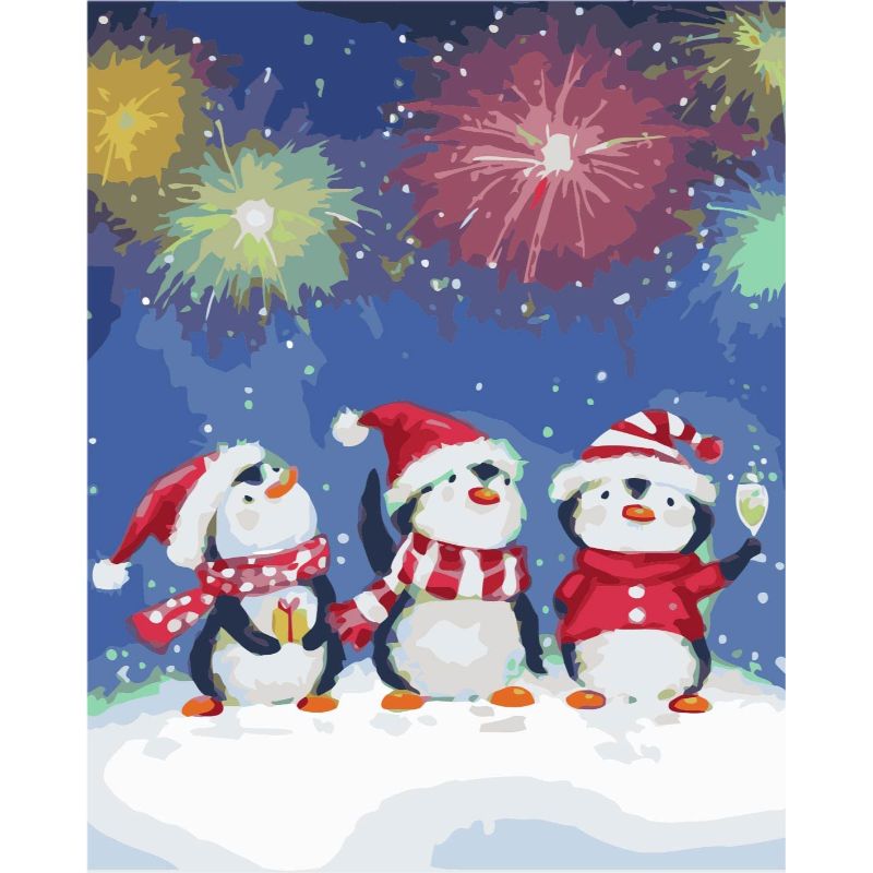 Christmas Paint By Numbers, Paint By Number For Adults, Penguin Paint By Numbers Kits, Suitable For Beginners To Practice 16x20inch