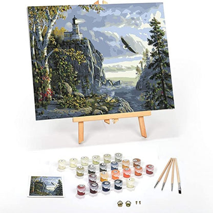 Paint by Numbers for Adults: Beginner to Advanced Painting Kit DIY Adult Arts and Crafts Kits Include Paint, Brushes and Wood Easel- (Guiding Light)