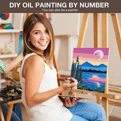 Framed Paint By Numbers For Adults Kids 2 Pack, DIY Oil Painting Set For Beginner, 10x10 Inch, Gifts For Men Women Children