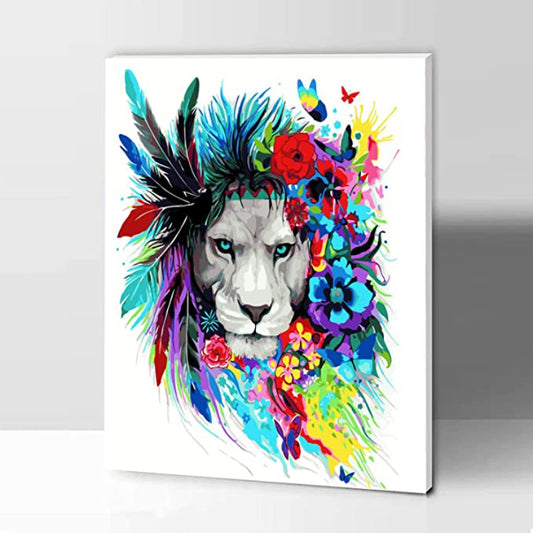 DIY Paint By Numbers Kit For Kids And Adults Framed, Acrylic Painting By Number Kit For Home Decor, Lion Leader