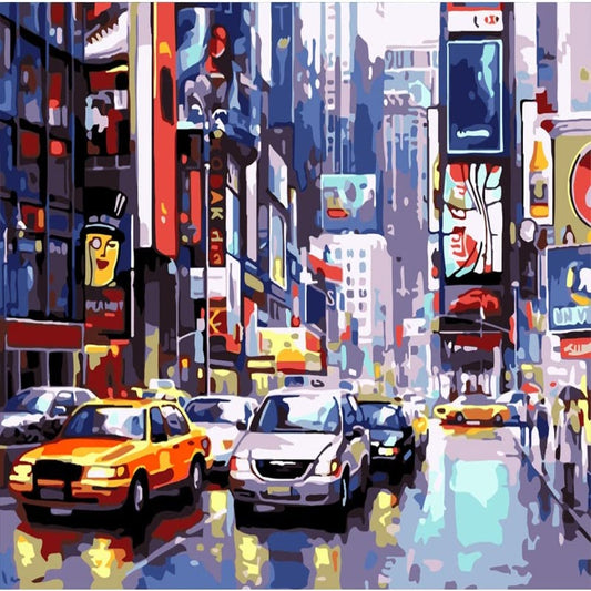 Paint By Numbers For Adults, Times Square Painting By Number, Street Scenery Manhattan Square City View, Perfect For Home Wall Decoration 16 X 20 Inch