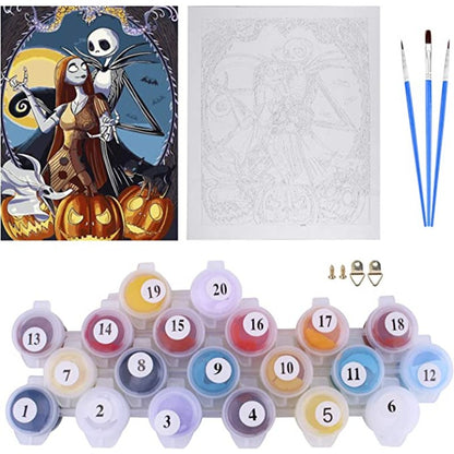 DIY Paint By Numbers For Adults, Acrylic Oil Painting By Numbers Kits, Art Crafts For Home Wall Decoration (Jack Halloween Skull)