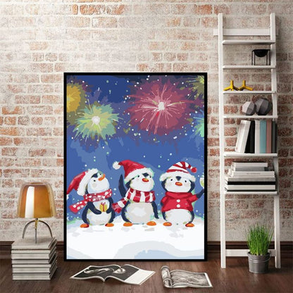 Christmas Paint By Numbers, Paint By Number For Adults, Penguin Paint By Numbers Kits, Suitable For Beginners To Practice 16x20inch